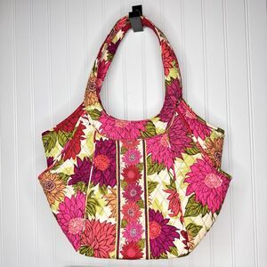 Vera Bradley Hello Dahlia Side by Side Tote Bag Purse VTG Retired Magnetic Close